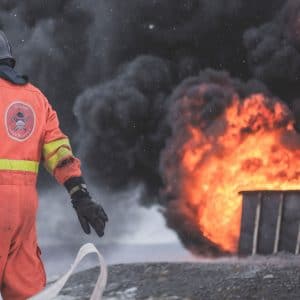 Photo d'un pompier en service